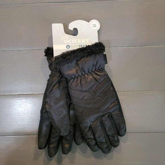 Isotoner Women’s Black SleekHeat touchscreen capability Quilted Gloves S… - Picture 5 of 9